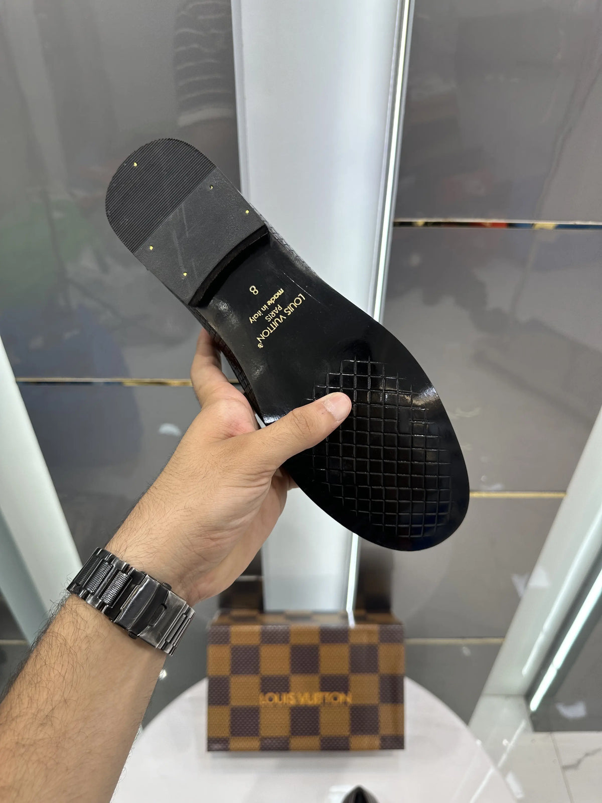 Louis_Vuitton Brown Premium Leather Formal Loafers