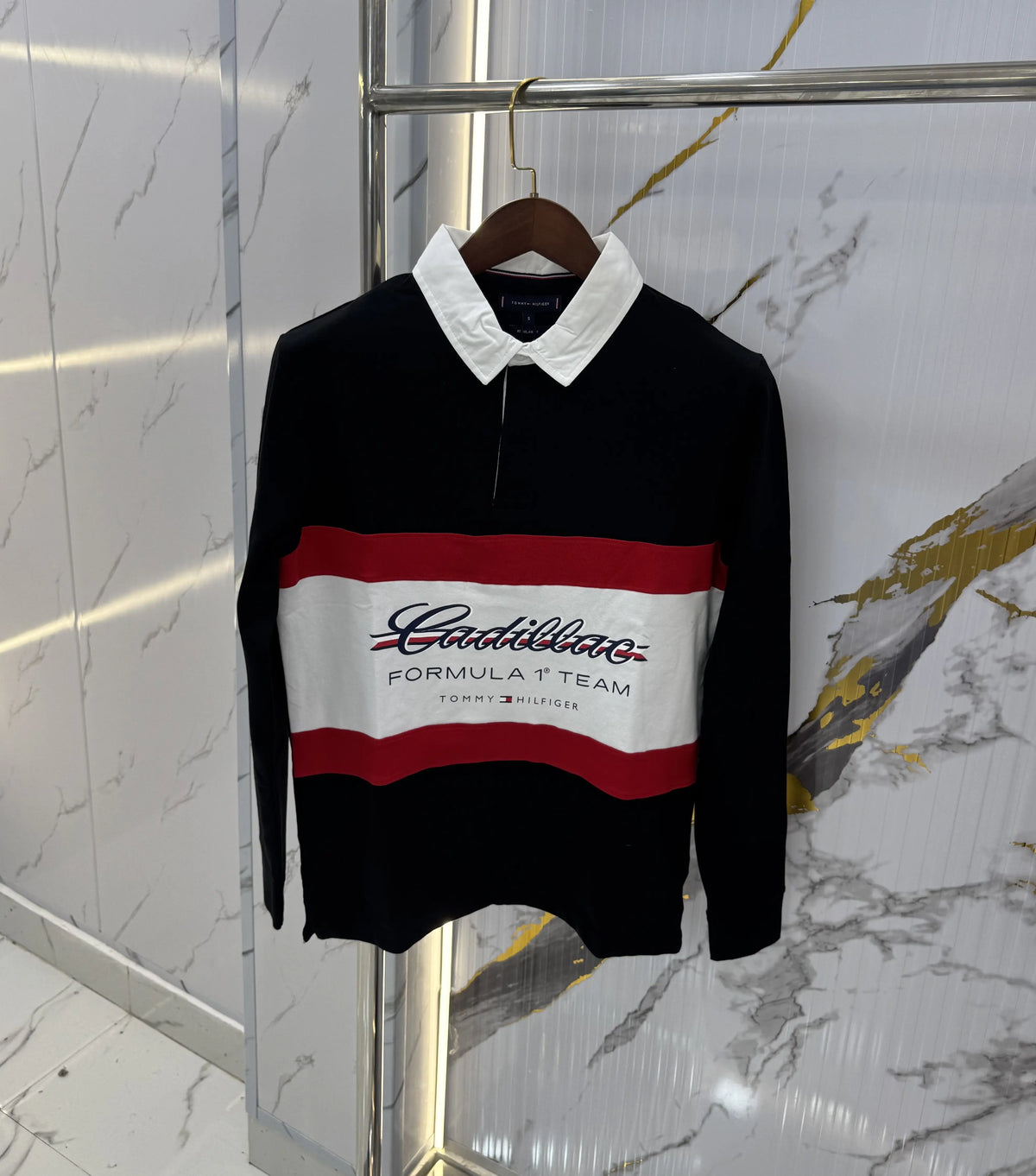 Tommy  Hilfiger Black Logo Work Premium Full Sleeve Polo T-Shirt