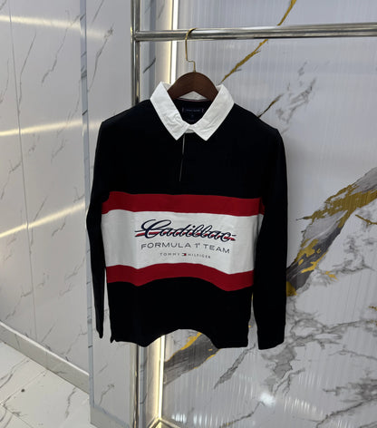 Tommy  Hilfiger Black Logo Work Premium Full Sleeve Polo T-Shirt