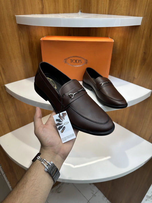 Tods_Brown Metal Buckle Premium Leather Formal Loafers