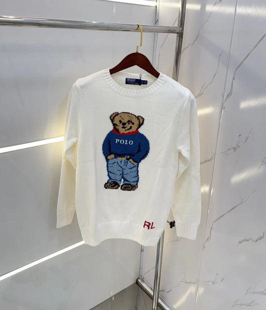 Ralph Lauren White Teddy Knitted Imported Pull Over