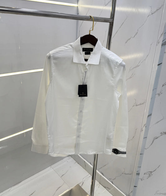 Massimo Dutti White Watch Logo Imported Shirt
