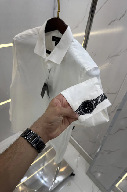 Massimo Dutti White Watch Logo Imported Shirt