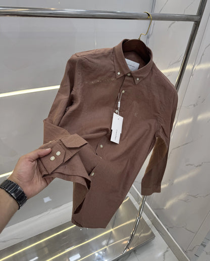 Calvin  Klein Brown Embroidery Logo Work Premium Shirt