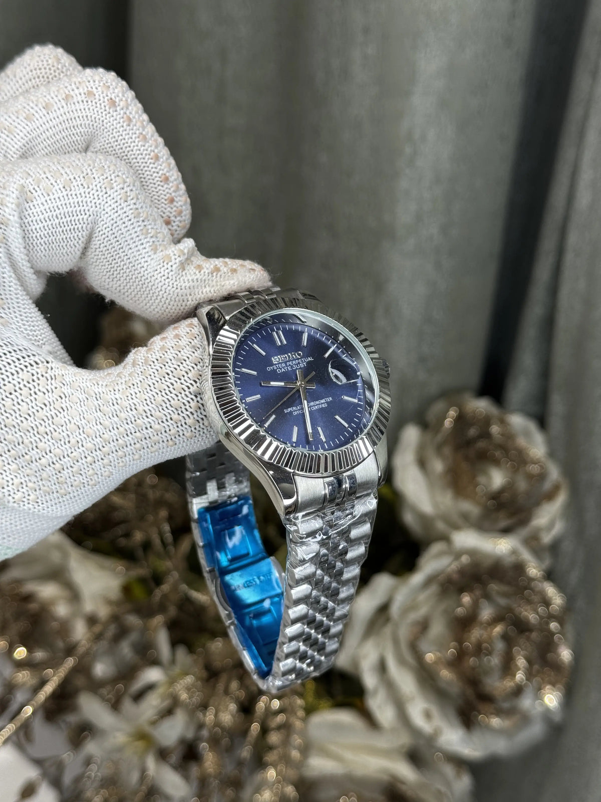 Seik o Datejust Silver Blue Premium Watch