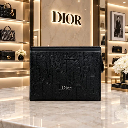 Dio r Monogram Luxury Unisex Pochette Blue With Box Balck d16
