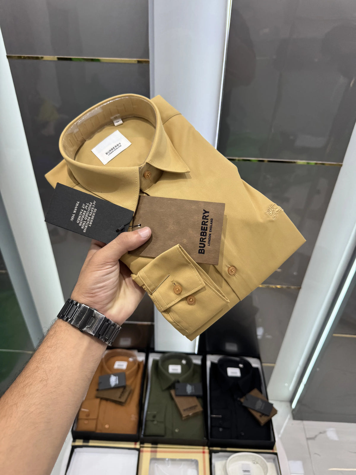 Burberr y  Beige   Premium Shirt With Original Box
