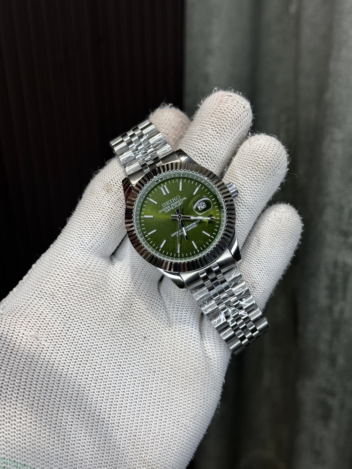Seik o Datejust Silver Green Premium Watch