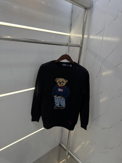 Ralp.h Laure.n Black Usa Teddy Edition Knitted Imported Pull Over