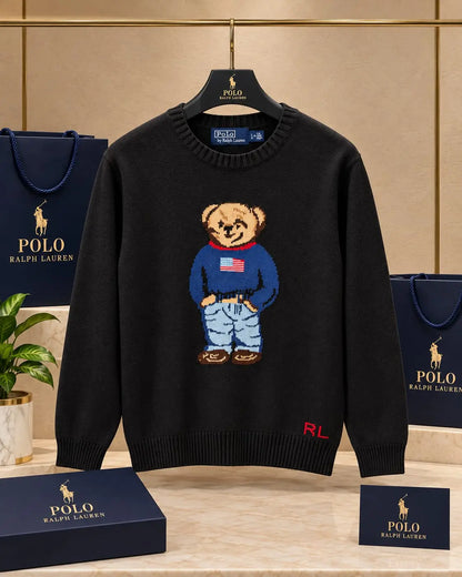 Ralp.h Laure.n Black Usa Teddy Edition Knitted Imported Pull Over