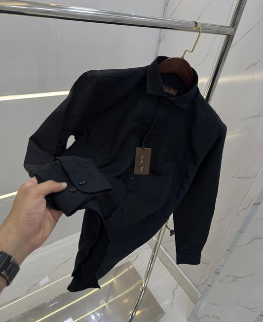 Loro Piana Black Embroidery Logo Work Premium Shirt