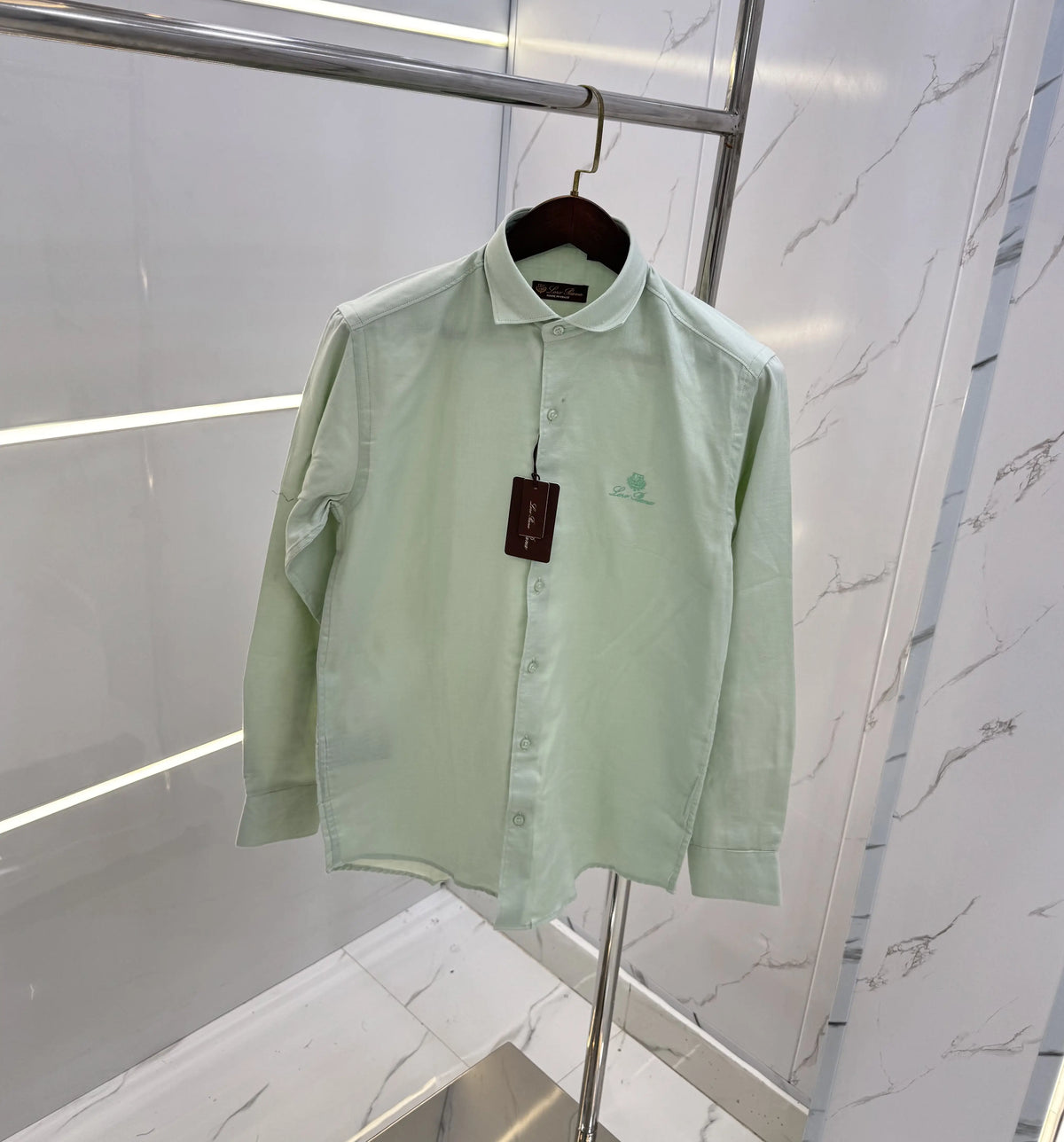 Loro Piana Green Embroidery Logo Work Premium Shirt