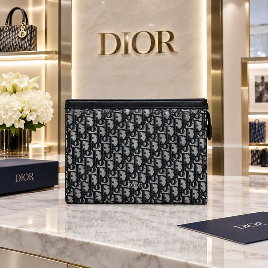 Dio r Luxury Unisex Pochette With Box Brown d009