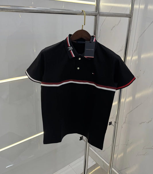 Tomm y Hilfiger Black Embroidery Work Premium Polo T-shirt With Box