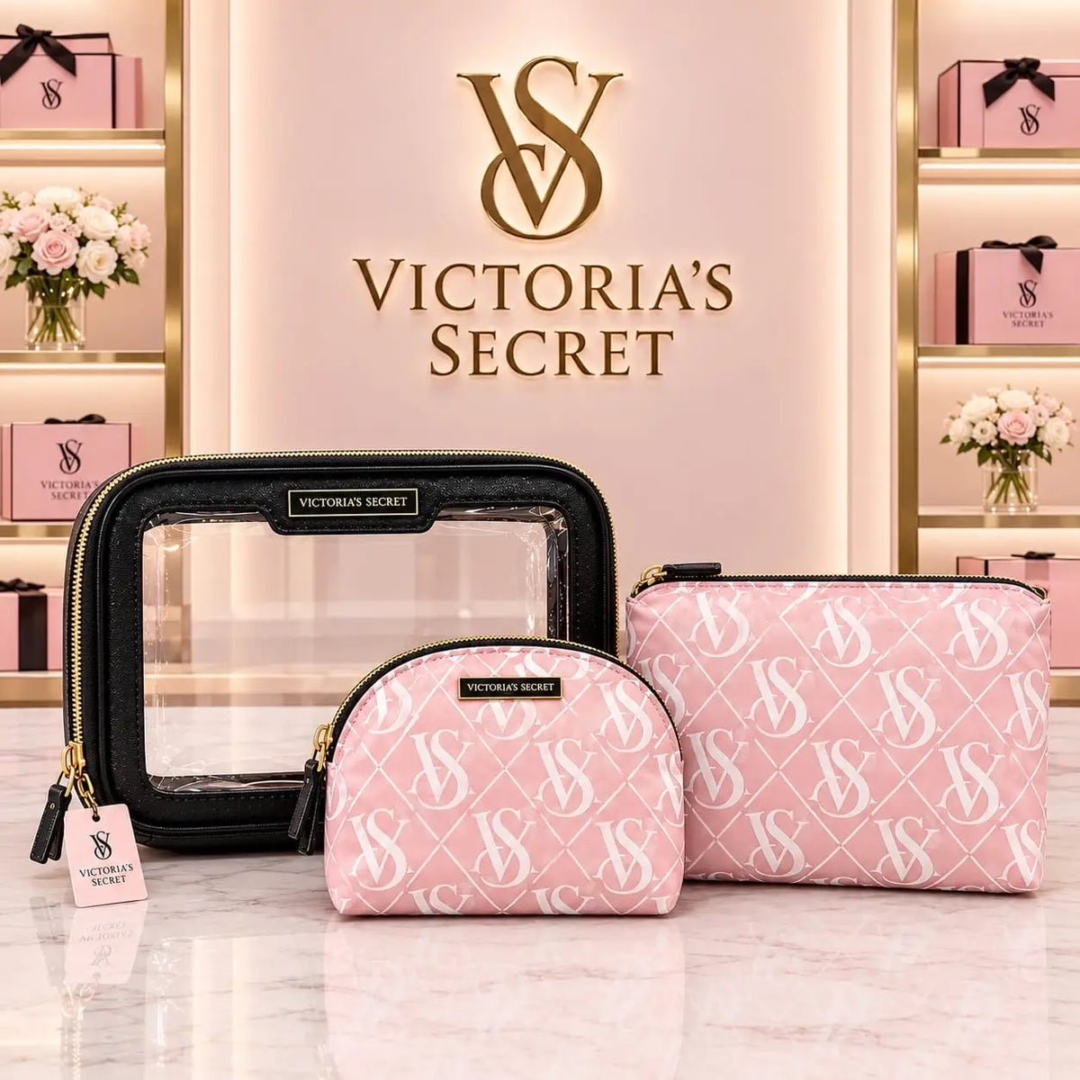 Victorias Secre t Premium Cosmetic Pouch Combo With Carry Bag vs250