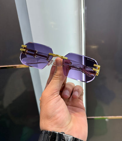 Balmain Paris Purple Wooden Look Designer Luxury Sunglasses With Original Packing