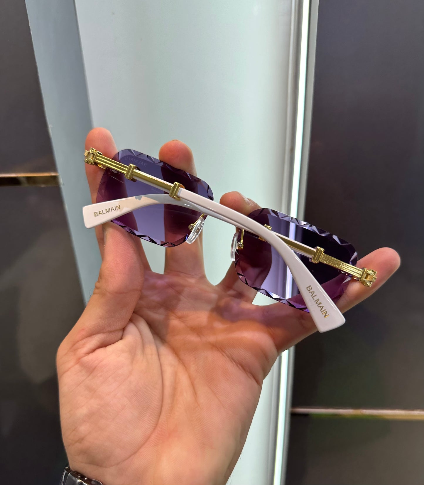 Balmain Paris White Purple Karan Aujla Edition Designer Luxury Sunglasses With Original Packing