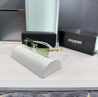 Balmain Paris Green White Look Designer Luxury Sunglasses With Original Packing