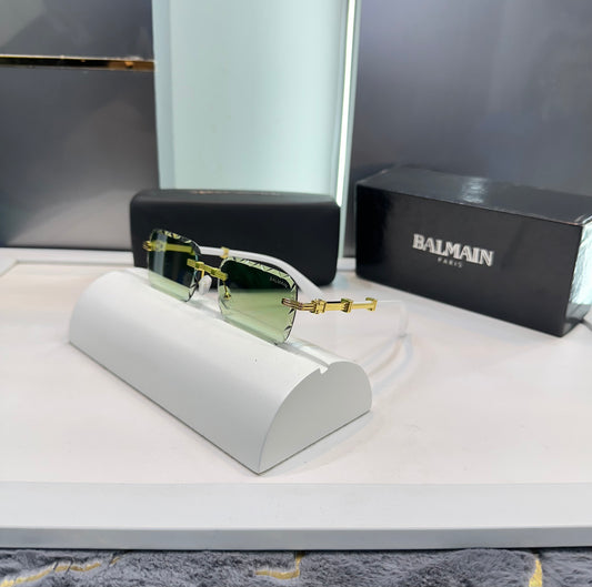 Balmain Paris Green White Look Designer Luxury Sunglasses With Original Packing