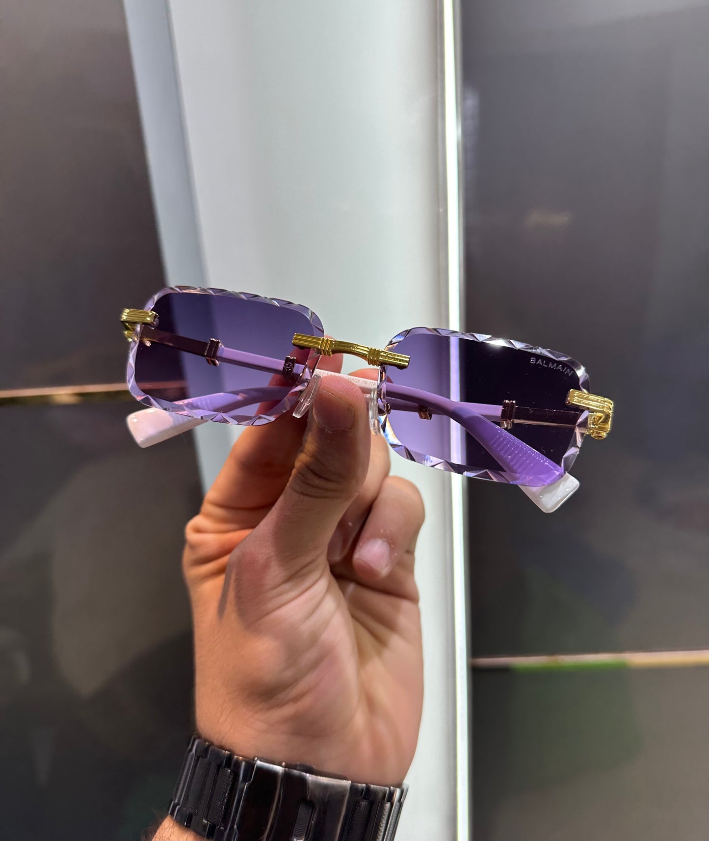 Balmain Paris White Purple Karan Aujla Edition Designer Luxury Sunglasses With Original Packing