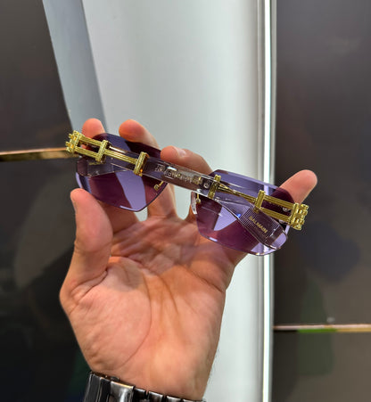 Balmain Paris Purple Wooden Look Designer Luxury Sunglasses With Original Packing