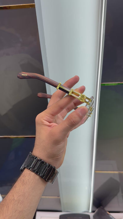 Balmain Paris Transparent Wooden Look Designer Luxury Sunglasses With Original Packing